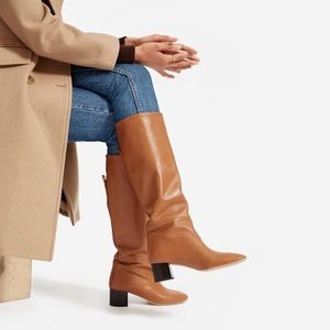 Everlane knee high leather boots with pull tab
